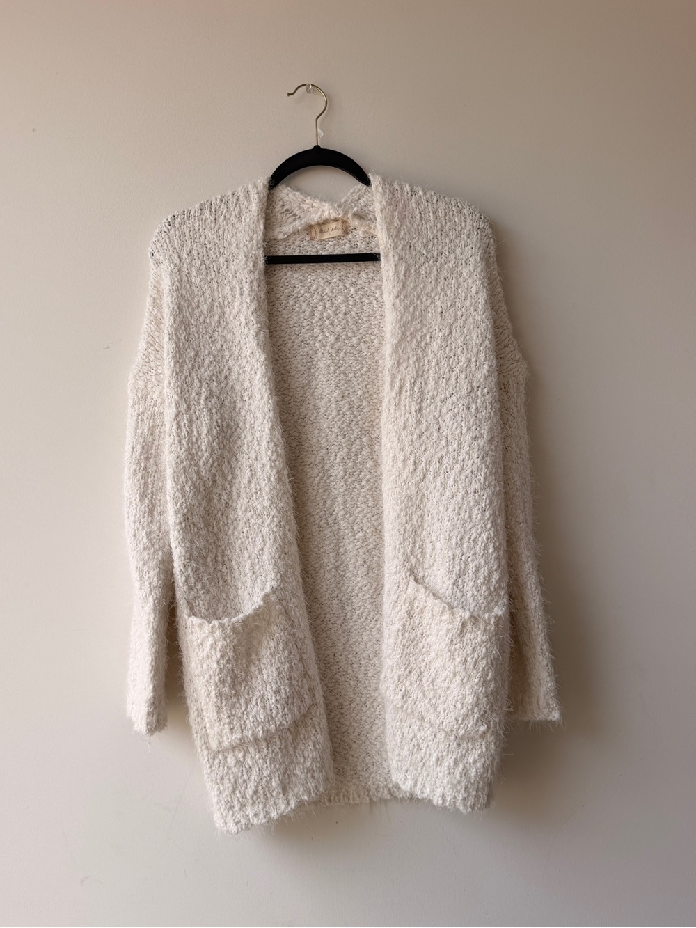 Altar'd State Cream Bouclé Open-Front Cardigan